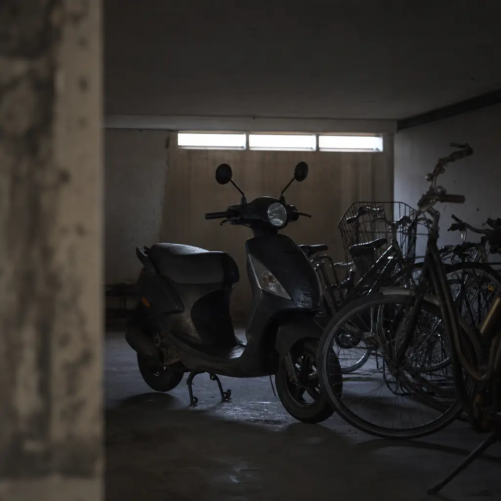 Moped i låst garage