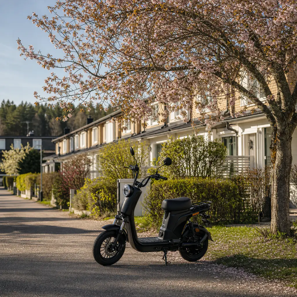 Elmoped klass 2 vid stadscykelväg